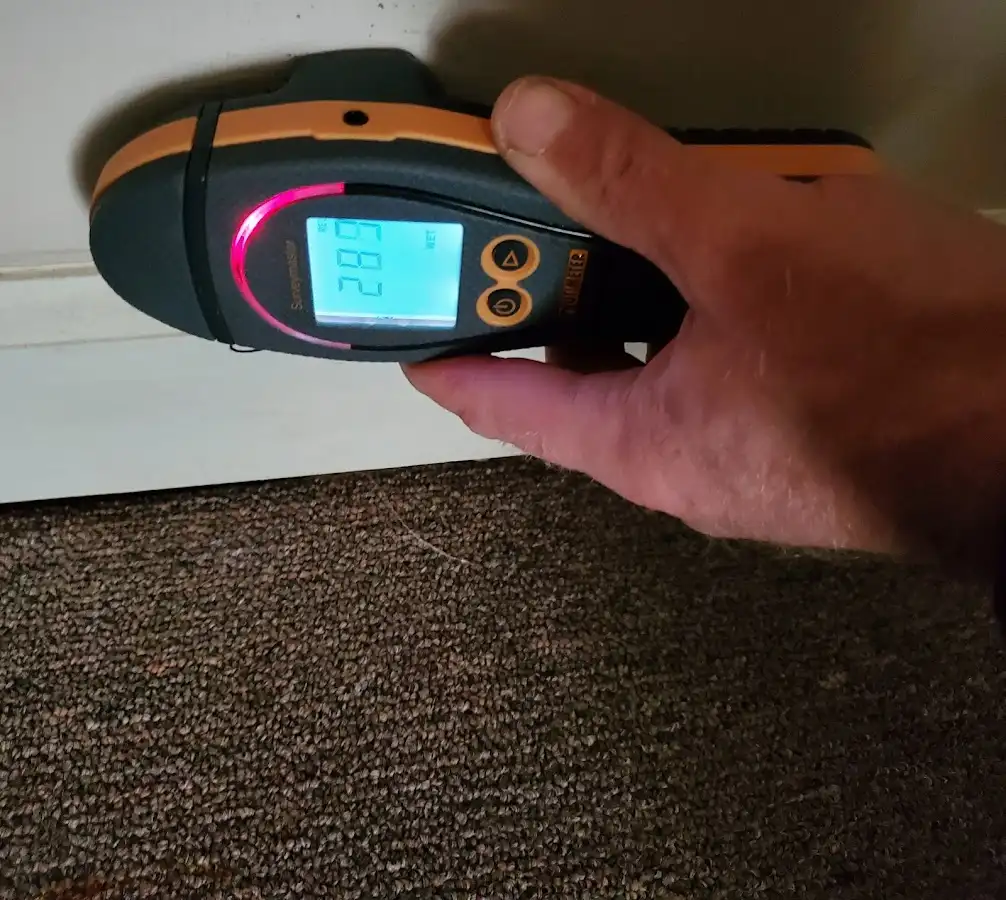 Moisture detection at baseboard during Burst Pipe Cleanup in Hacienda Heights